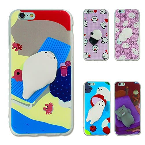 Silicone Poke 3D Cute Soft Squishy Cat Phone Case Back Cover for iPhone 6/6s/7 or Plus Case