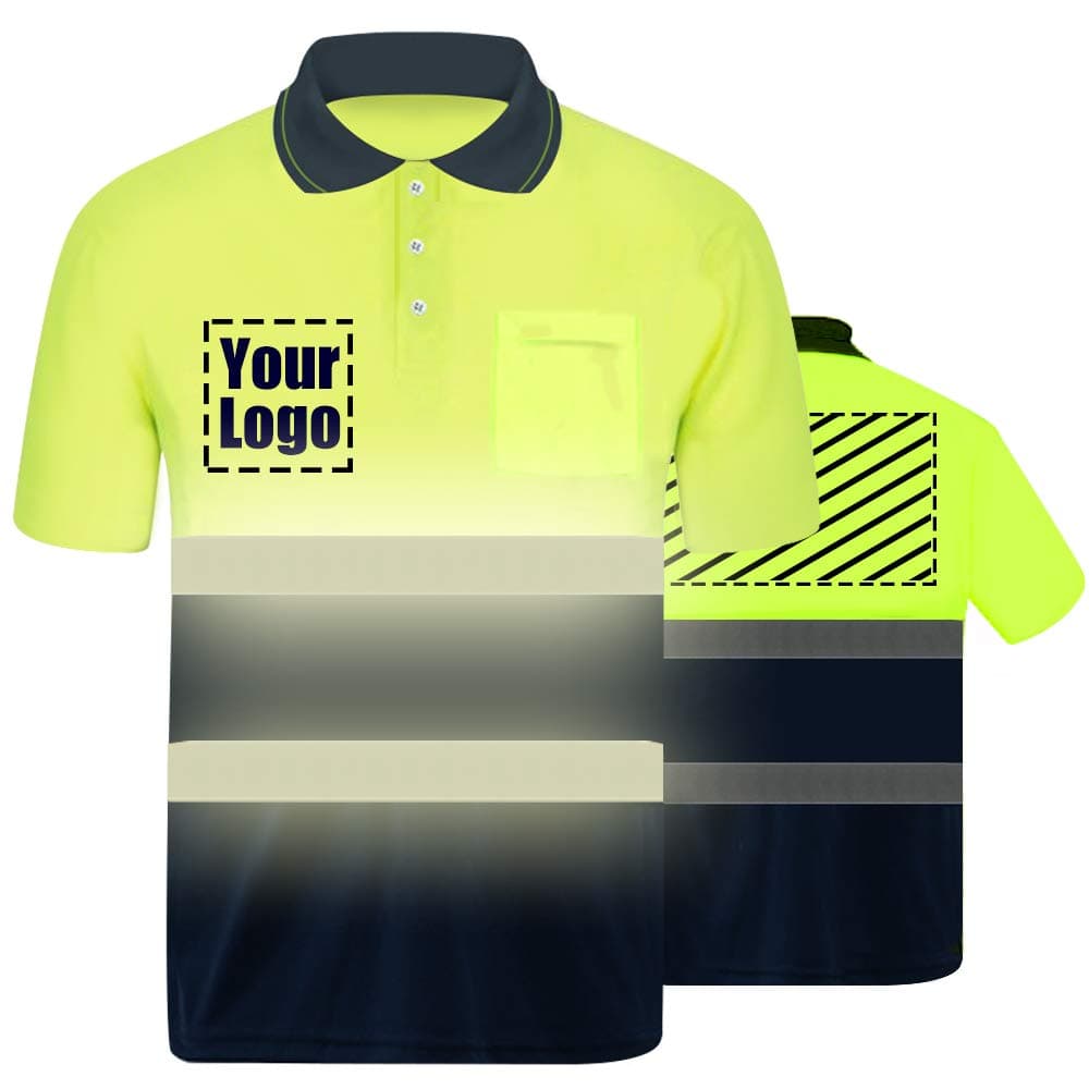 High Visibility Reflective Safety T-Shirt Custom Your Logo Protective Short Sleeve Hi Vis Polo Shirt Outdoor Workwear
