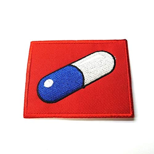 White, Blue Capsule Pill, Akira Patch Iron-On/Sew-On Embroidered Applique
