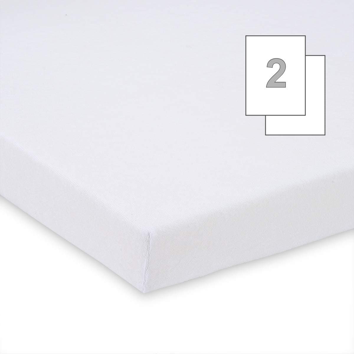 FabiMax 3540 Twin Pack Jersey Fitted Sheet for Extra Bed and Cradle, 90 x 40 cm White