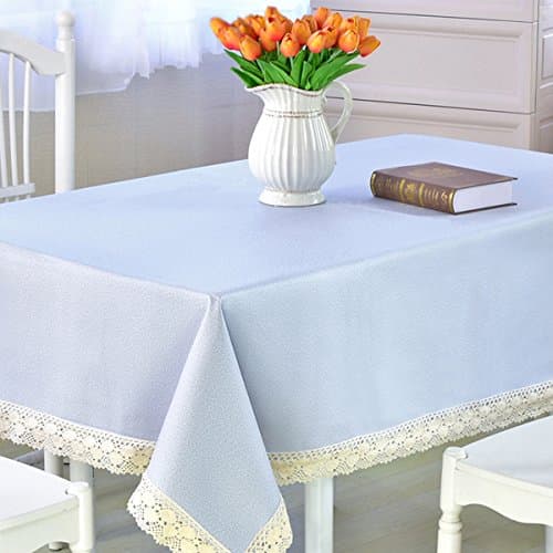 DARUITE Square Tablecloth Heavy Weight Vinyl Rectangle Tablecloth Oil-proof/Waterproof Stain-resistant/Mildew-proof - Great for Buffet Table, Parties, BBQ's, Wedding & More (Lake Blue,61x71Inch)