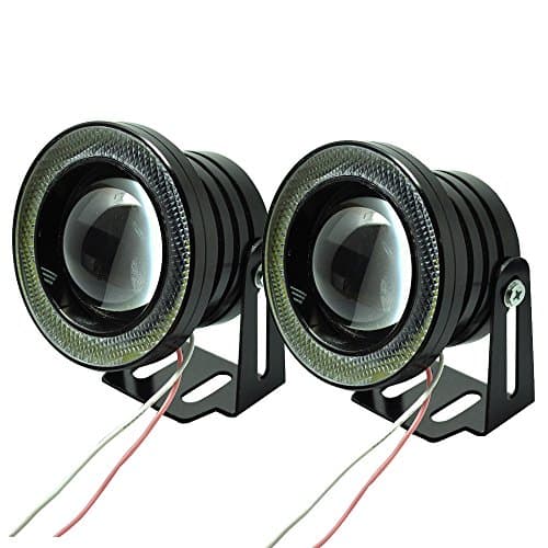 Amak 2.5" White Color Daytime Running Light LED Chip Fog Lights With Projector Angel Eyes Halo Ring DRL Bulb Lamps Universal Fit