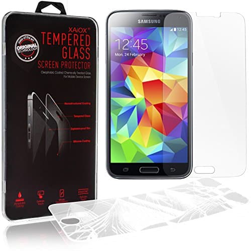 Samsung Galaxy S5 Screen Protector, XAiOX Premium Tempered Glass Screen Protector with round edges, 0.26mm thin, 9H hardness