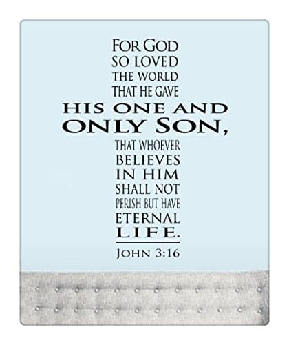 Wall Sticker 30" John 3:16 for God so Loved the World Wall Decal Sticker Cross Art Mural Home Décor Bible Scripture Quote