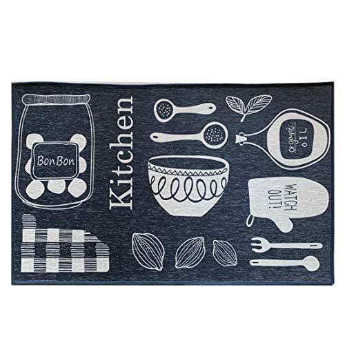 LLRY Washable Kitchen Floor Flannel Rug Non-slip Bath Mat Carpet Door Mats Super Absorbent (Tableware, 50x80cm)