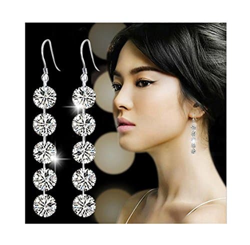 Gergory Silver Plated Copper Zircon Dangle Earrings For Woman, Three Diamond and Five Diamond Earrings