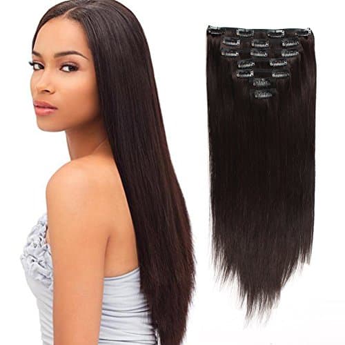 OrderWigsOnline Unprocessed 7A Straight Clip In Human Hair Extensions 1B# Virgin Remy Human Hair 7 Pieces 120gram 18inch