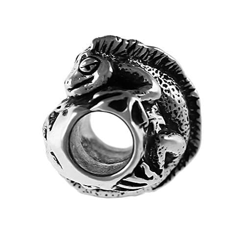 Detailed Iguana Handmade Sterling Silver Large Hole Charm Bead