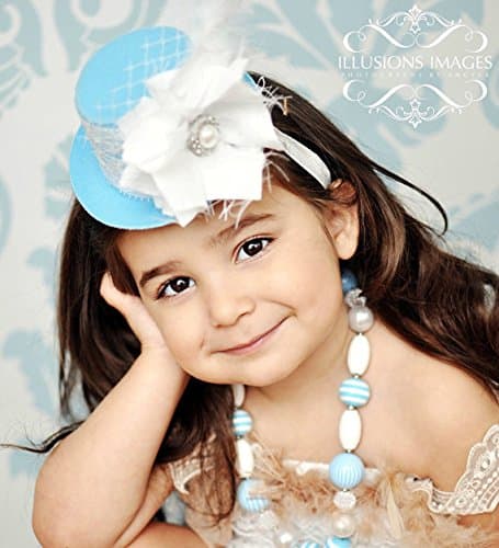 Baby Headbands, Blue Mini Top Hat, Mini Top Hat Headband, Newborn Headbands, Baby Girls Headbands, Smash Cake , Newborn Photo Props, Blue Headbands