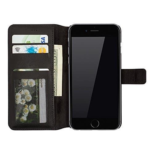 Benito Wallet case for Iphone SE, Handmade,Slim, Genuine Leather Case, Slim Flip Cases Cover with Kickstand & Credit Card Slots, Made in Europe, European Style & Quality (Black - 5 SE)