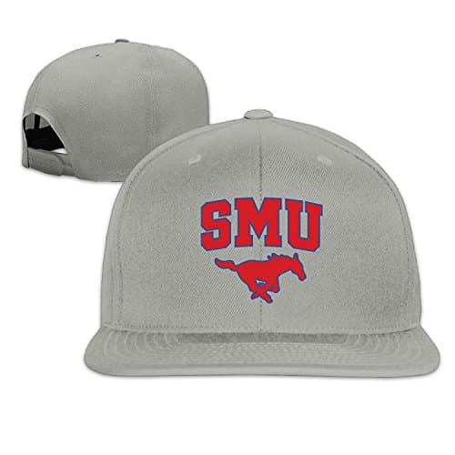 SMU Mustangs Football Unisex Fitted Flat Brim Solid Baseball Cap & Hat White