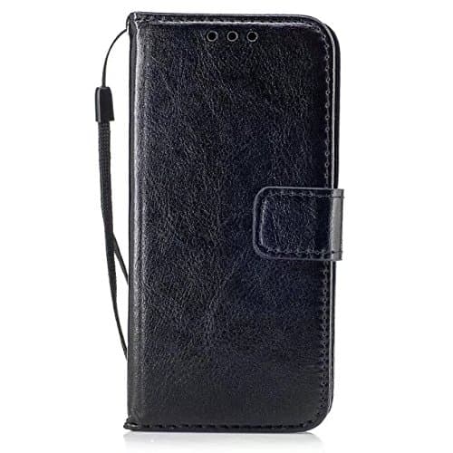 Lenovo P2 Case,Abtory Soft Skin Flip Folio PU Leather Wallet Case Credit Card Protector Case Cover for Lenovo P2 with Wrist Strap Black