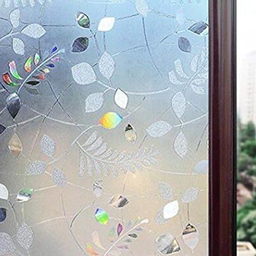 Victrax 3D Static No-Glue leaf Window Films Insulation Pricacy Glass Decorative Use For Bathroom, Living Room, Bedroon, Office, Meeting Room 35.4 x 79 Inch