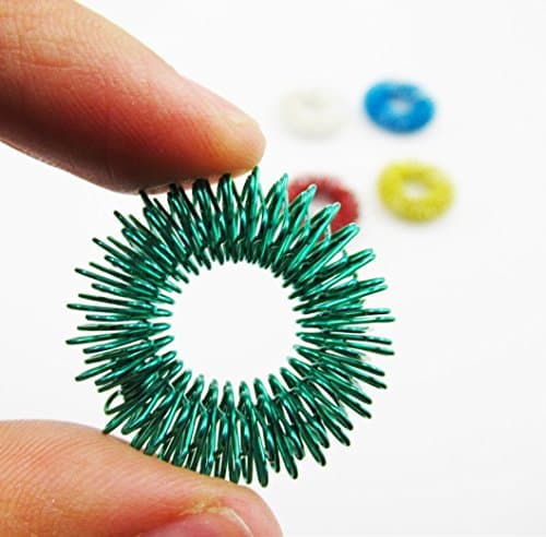 bA1 Sensory - Spiky Acupressure Massage Finger Ring Set (Pack of 10) Handheld Fidget Toy for Kids Teens & Adults - Silent Stress Reducer & Massager - Aids with Focus ADD ADHD OCD & Autism