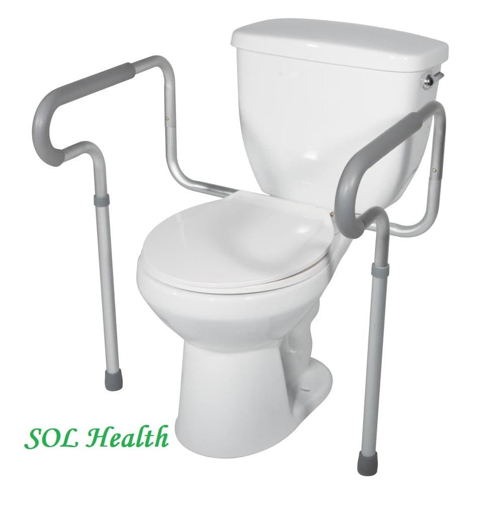 SOL Health Toilet Support Rail Frame Grab Bars | Adjustable Handicap Assist Elderly Disabled Bathroom