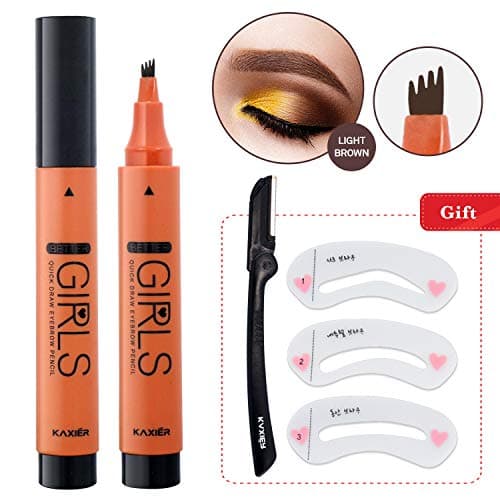 Blitzby Liquid Eyebrow Pencil With Four Tips, Waterproof Ink Brow Gel Tint Long Lasting Smudge-Proof Natural Hair-Like for Eyes Makeup