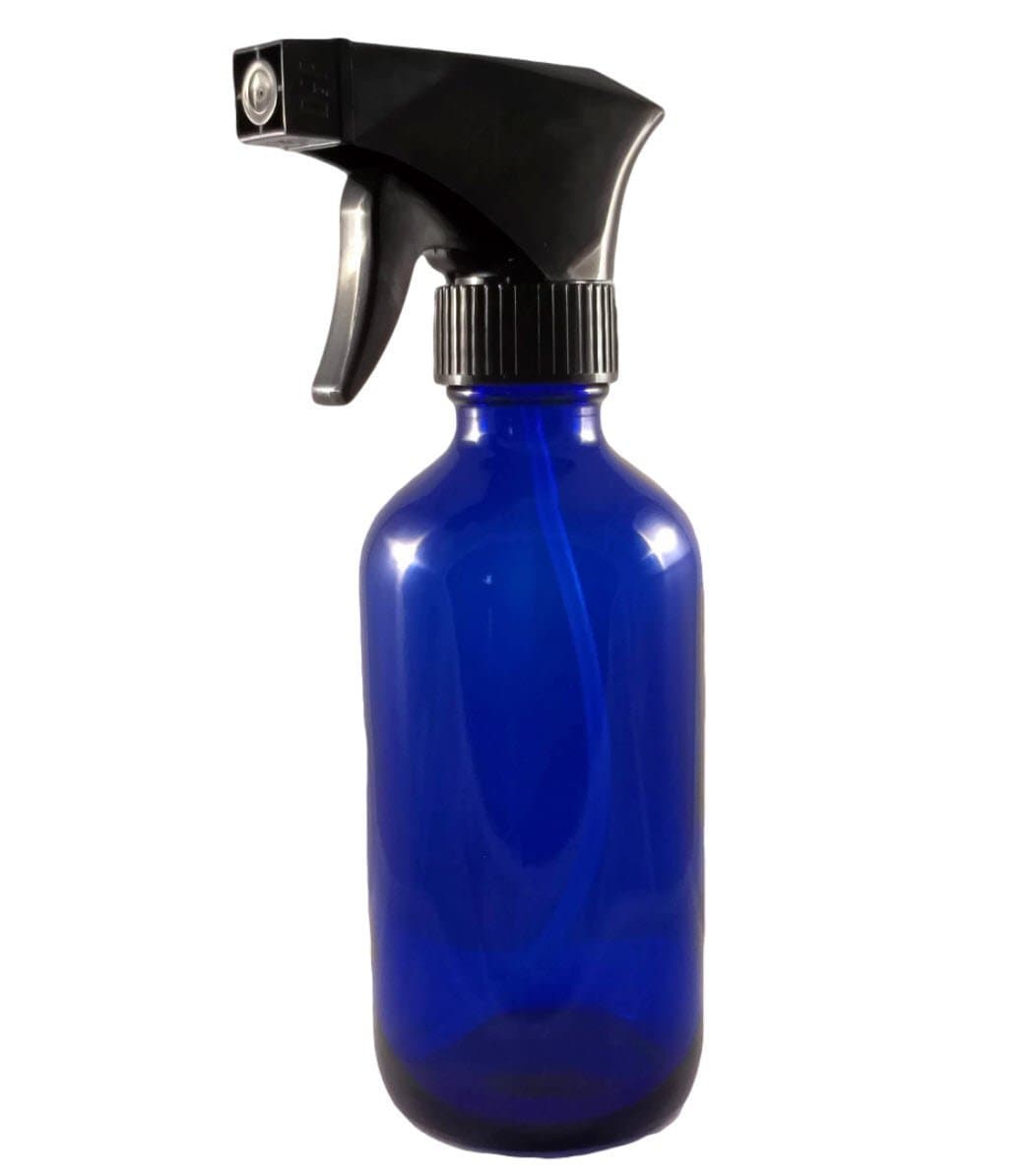 Loving Essential Oils 8 oz Blue Glass Spray Bottle with Trigger Sprayer. Great for Essential Oil, Aromatherapy, Natural Cleaning Products, Homemade DIY Recipes Free Pipettes & Stainless Steel Funnel
