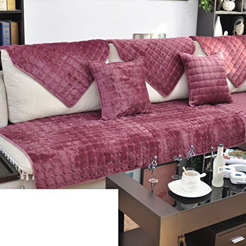 Plush sofa slipcover,Simple modern Flannel Dust-proof couch Bath mat sets mask Fabric short plush Anti-slip sand hair towel-L 90x160cm(35x63inch)