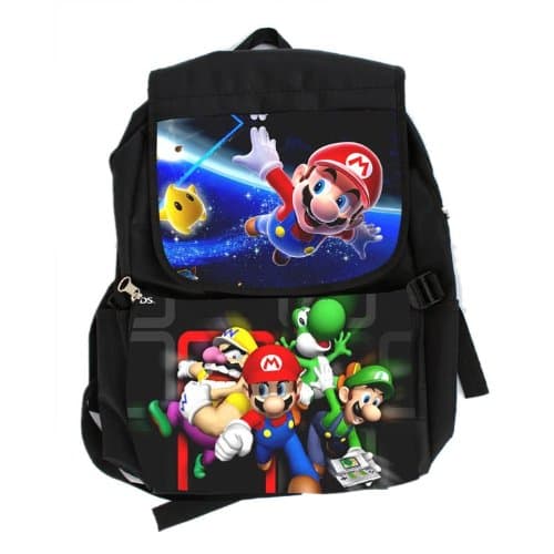 Nintendo Super Mario Bros Wii Large School Backpack Bag Anime Bookbag Kids Black Full Size