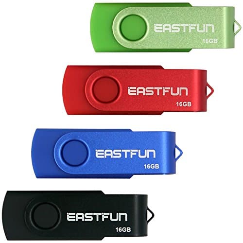 EASTFUN 4 Pack 16GB USB 2.0 Flash Drives Thumb Drives Memory Stick (4 Pcs Colors: Black Blue Red Green)