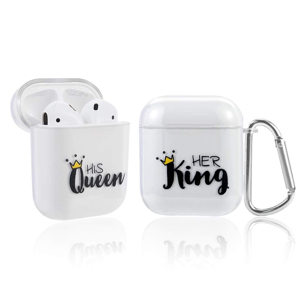 olyee 2 Pack Airpods Case - Compatible with AirPods Case with King Queen Mr Mrs Sloth for Apple Airpods 2 & 1, 360° Protective Air Pods Charging Case Cover(King + Queen)