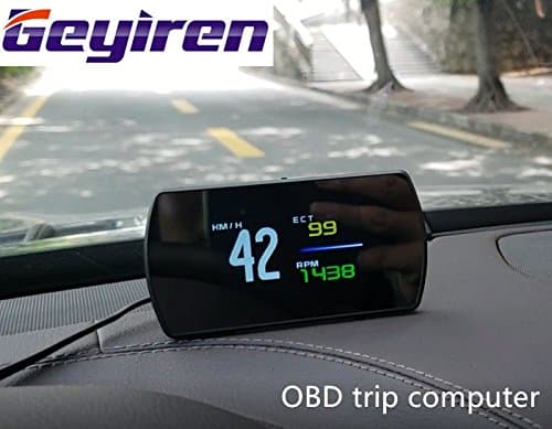Geyiren P12 OBD Smart Digital Car Trip Computer with HD LCD Screen Display Speed KM/H MPH, Engine RPM, Fuel Consumption,Turbine Pressure,Air/Fuel Ratio, Display Interface can be swithced Connect OBD2