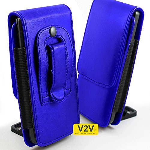 Doogee S60 (5.2") - Belt Clip Pouch Holster Vertical PU Leather Magnetic Flip Case Cover Holder (Blue) by V2V international