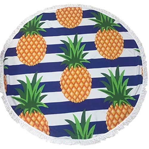 MAYWHEN Round Beach Towel Pineapple Smooth Microfiber with Tassels Breathable Rug for Beach/Indoor Decor 59 Inch