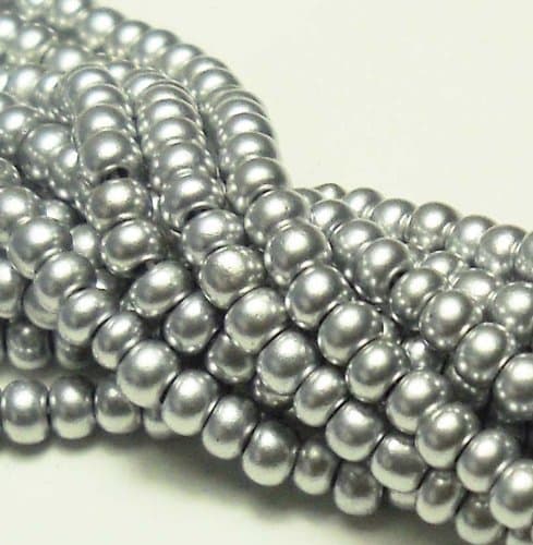 Czech 11/0 Glass Seed Beads (4)(6 String Hanks) Which is 24 18 Strands Preciosa Jablonex (Metallic Bright Silver)