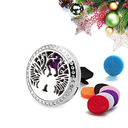 Car Air Freshener Aromatherapy Essential Oils Vent Clip Locket Diffuser Romantic Elf around Czech Drilling 7 Refilled Pads Office Home Car Travel (Czech drilling)