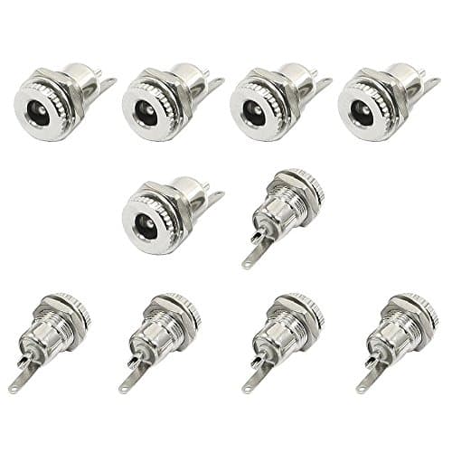 SINNRY 10 Pcs 2.1mmx5.5mm DC Power Jack Socket Threaded Female Mount Connector Adapter