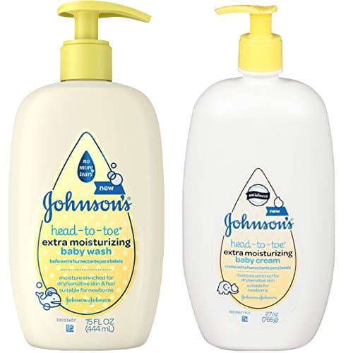 Johnson's Head-To-Toe Extra Moisturizing Bundle: Baby Wash & Baby Cream 15 Fl. Oz Each