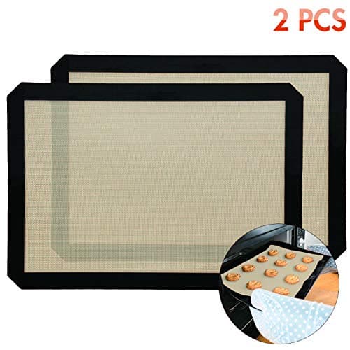 Silicone Mats Baking Set of 3 - Durable Non-Stick Silicone Baking Mats for Easy Cleaning and Even Baking | Professional Quality Baking Mat for Deliciously Convenient Bakes | 16.5 x 11.6 In - Black