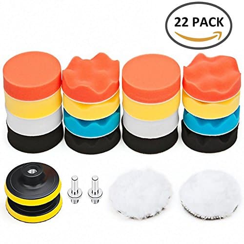 Scorpiuse 22 Pack Buffing Sponge Pad Kit Polishing Pads with M10 Drill Adapter 3"/80mm for Car Polisher (22pcs)