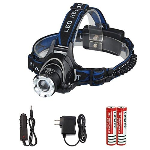Aidisun 6000 Lumens Head Light Waterproof Led Headlamp Zoomable and Adjustable Made of Aluminum Alloy Headlight Rechargeable Suitable for Riding Biking Walking Hunting Fishing Working