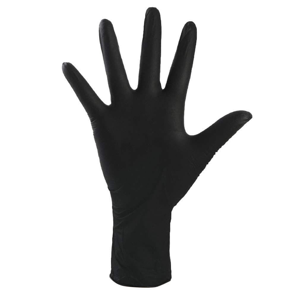 100PCS Rubber Comfortable Disposable Multipurpose Nitrile Exam Gloves-Medical Grade,Powder Free,Latex Rubber Free,Textured,Work, Medical,Food Safe,Cleaning,Wholesale (Black, XL:Hand Width 9-10cm)