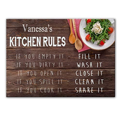 Vanessa's Kitchen Rules - Glass Cutting Board/Worktop Saver - Gift for Vanessa - in 2 Sizes - Large/Smooth