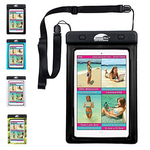 SwimCell Waterproof iPad Case for Large and Small Tablet, iPad, ipad Mini, Kindle, Map etc. Pouch. Tested 20m Underwater. Easy to Use. Select from 2 Tablet Sizes Below. Also Available for Phones.