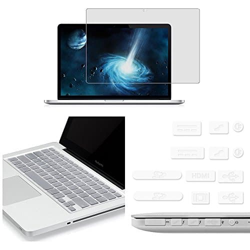 GOUP Protect Set for 2015 MacBook Pro 13 Inch with Retina Display, Set of Waterproof Keyboard Cover + Anti Dust Plugs + High Quaity Anti-Scratch High-Definition Laptop Screen Protector,Clear