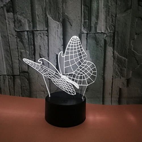 Butterfly 3D Optical Illusion LED 7 Colors Touch Table Desk Lamp Gift For Festivals