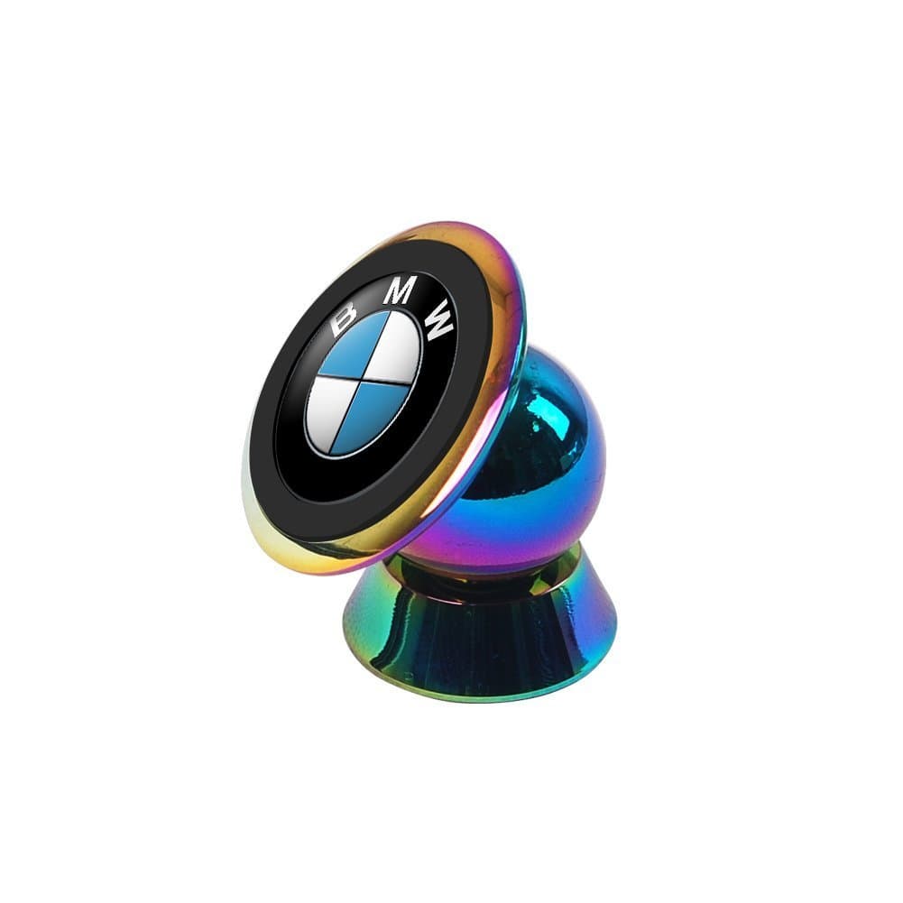 BMW Logo Cell Phone Car Mount Holder, 360 Degrees Dashboard Universal Car Cradle Mount Rotatable Sticky Magnetic Stand Holder For Smartphone (Colorful Stainless Steel plating)