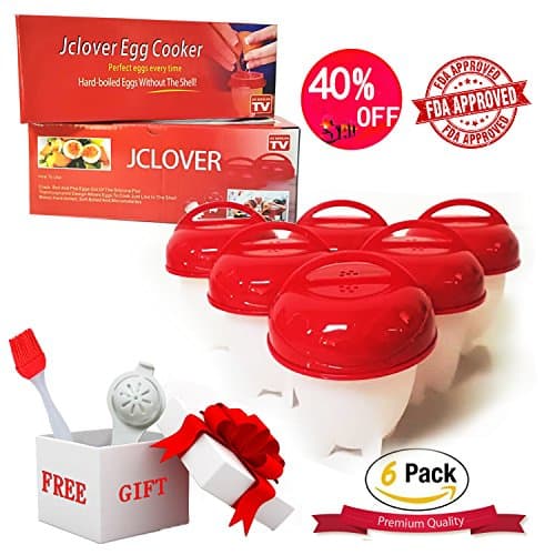 Egg Cooker Hard Boiled Egg Maker Nonstick Silicone Eggs Boiler Cookers without Egg Shell - Super Deal 6 Packs Sets with Brush & Egg Separator