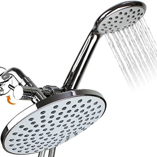 Singoracer Premium Chrome High Pressure Rainfall 2 in 1 Shower Head /Handheld Shower Combo Combines with 3 Way Diverter and 5 Feet Stainless Steel Hose