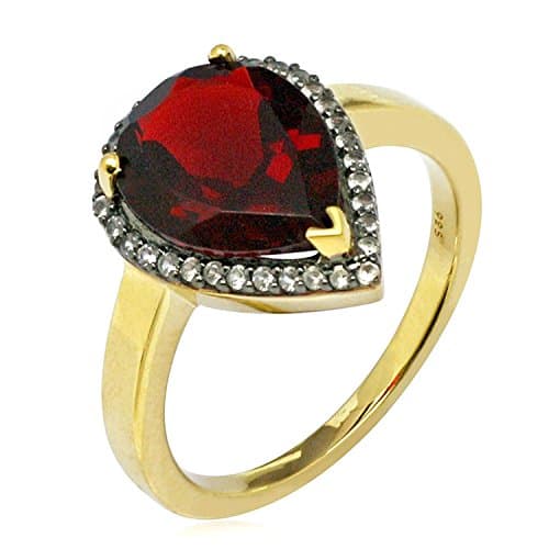 3.75 Ct. Round Pink Nano & Pear Shape Red Ruby Gemstone Ring In 925 Sterling Silver For Women