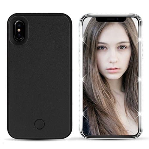 Selfie Light iPhone X Case, YooTek LED Illuminated Selfie Light Cell Phone Case Cover Light Up Luminous Selfie Flashlight Case for iPhone X 5.8inch (Black)