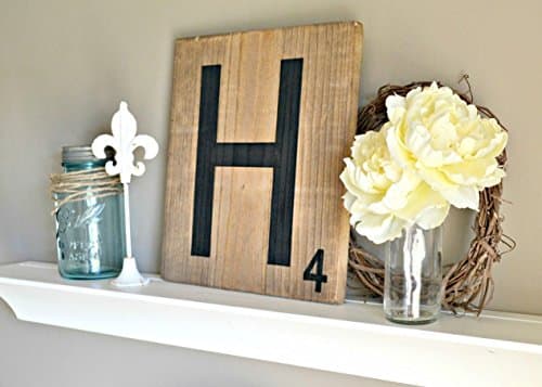 Extra Large Monogram Scrabble Tiles ORIGINAL RUSTIC - 12 inch, Wood Scrabble Tile Decor, Wall letter decor, large letter block, large scramble tiles, words with friends