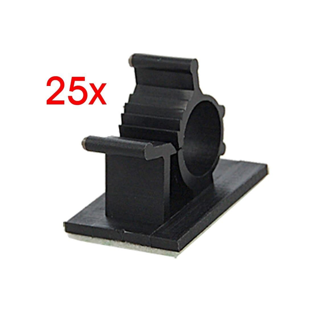 Vonraech Black Adhesive Backed Nylon Wire Adjustable Cable Clips Clamps Plastic Black Pack of 25