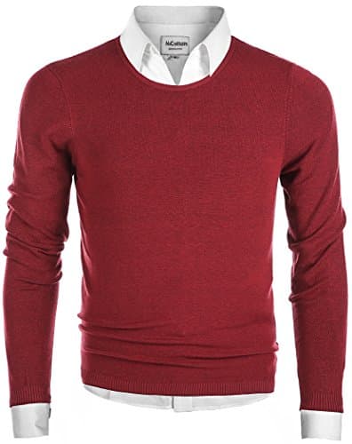 MOCOTONO Men's Long Sleeve Crew Neck Pullover Knit Sweater