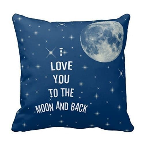 Home Decorative 16 x 16 Inch Polyester Pillow Cover Cushion Case, I Love You To The Moon and Back Throw Pillow Cover