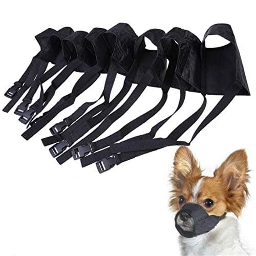 XUEYAN521 Leash Pet Nylon Adjustable Mask Bark Bite Soft Mouth Muzzle Grooming Anti Stop Chewing For Small Large Dog Black,Black,7